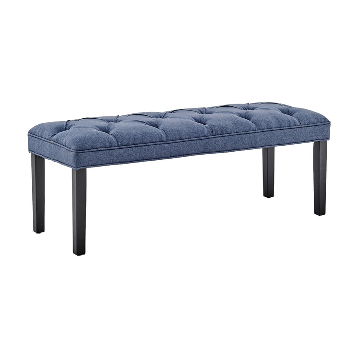 Sarantino Cate Button-tufted Upholstered Bench With Tapered Legs By Sarantino - Blue Linen