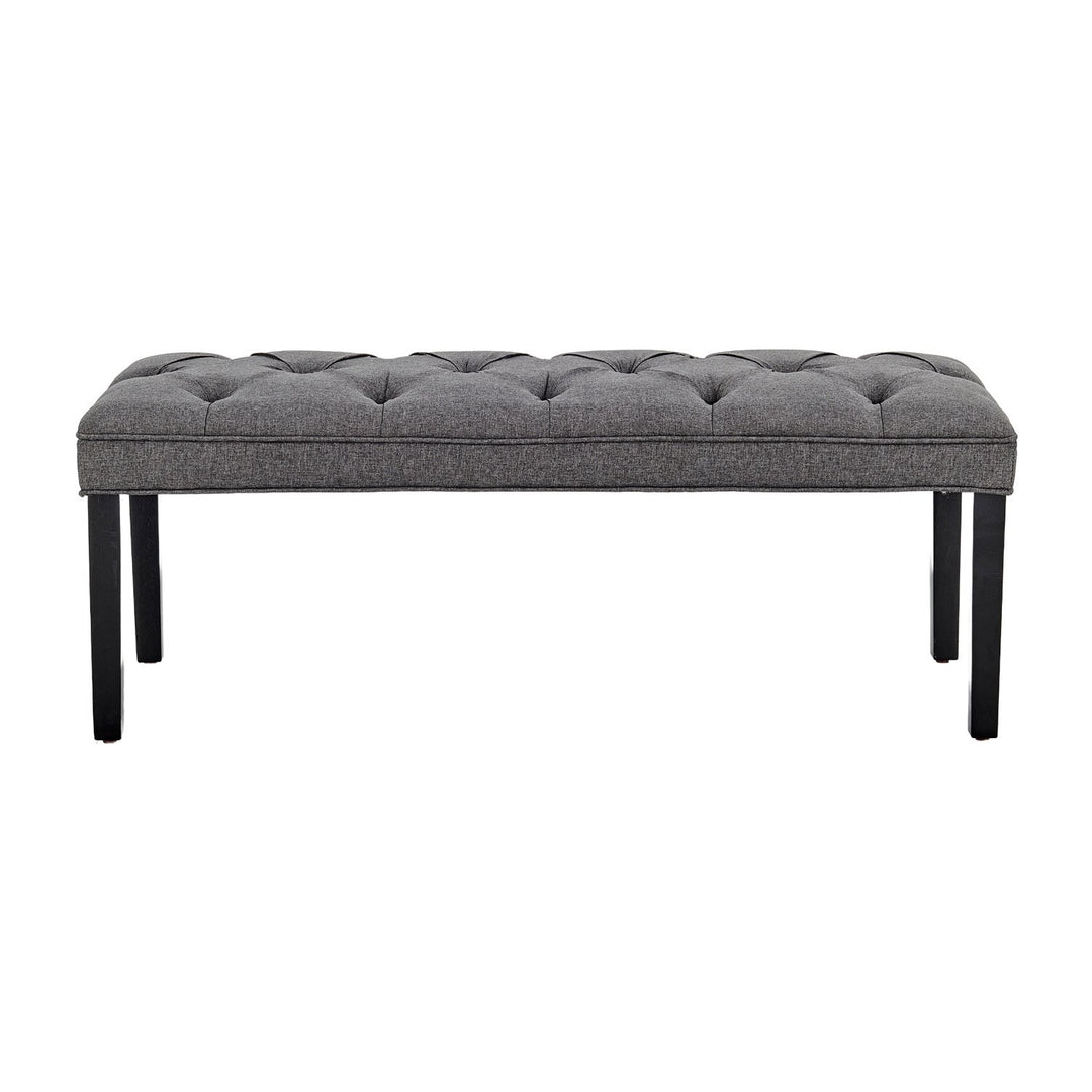 Sarantino Cate Button-tufted Upholstered Bench With Tapered Legs - Dark Grey Linen