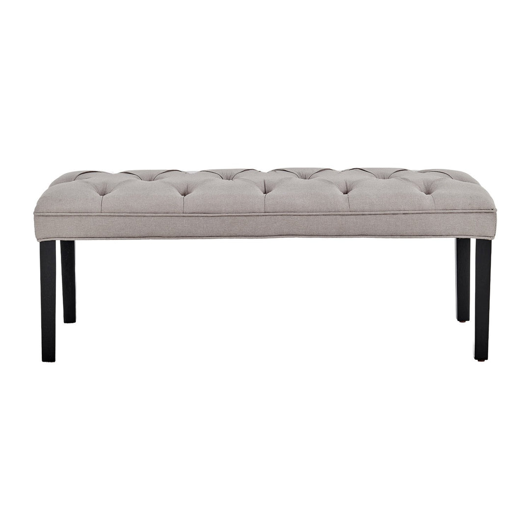 Sarantino Cate Button-tufted Upholstered Bench With Tapered Legs By Sarantino - Light Grey