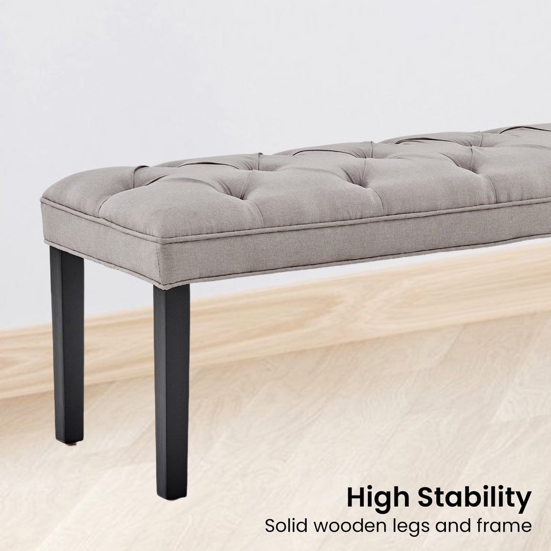 Sarantino Cate Button-tufted Upholstered Bench With Tapered Legs By Sarantino - Light Grey