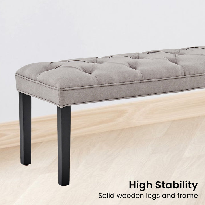 Sarantino Cate Button-tufted Upholstered Bench With Tapered Legs By Sarantino - Light Grey