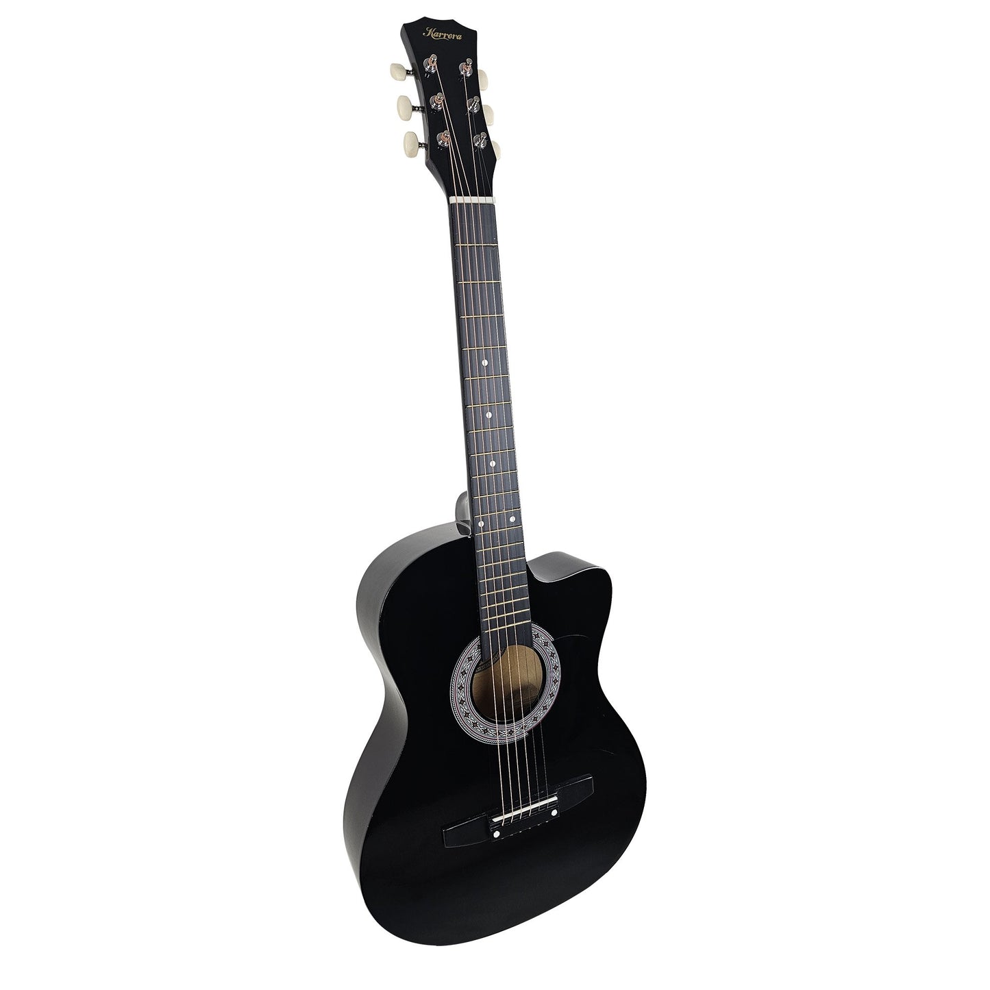 Karrera 38in Cutaway Acoustic Guitar with guitar bag - Black