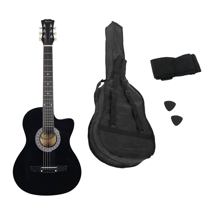 Karrera 38in Cutaway Acoustic Guitar with guitar bag - Black