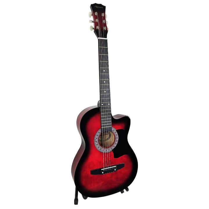 Karrera 38in Pro Cutaway Acoustic Guitar with guitar bag - Red Burst