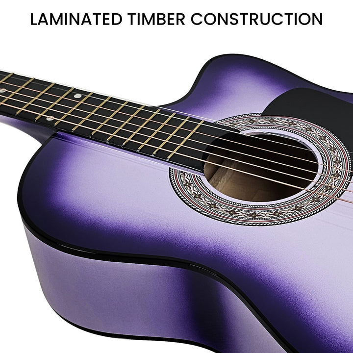 Karrera 38in Cutaway Acoustic Guitar with guitar bag - Purple Burst