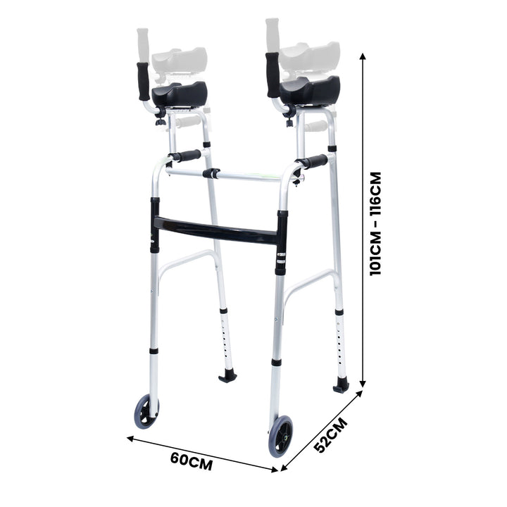 Orthonica Folding Rollator Walker Aluminium Adjustable Handles With Cane Box