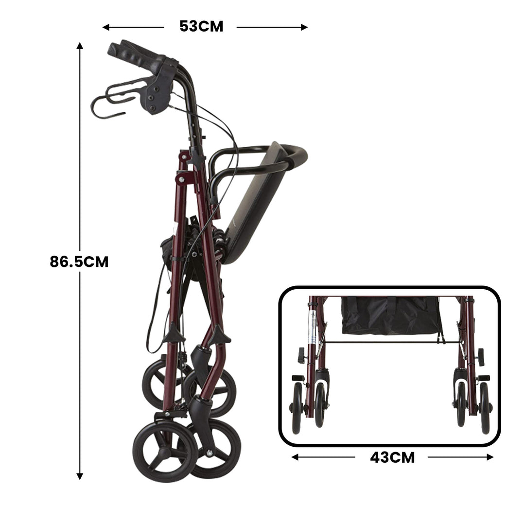 Orthonica Foldable Steel Frame Rollator 4-wheel Walker