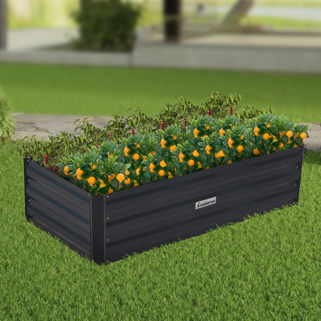 Wallaroo Garden Bed 120 x 60 x 30cm Galvanized Steel - Black