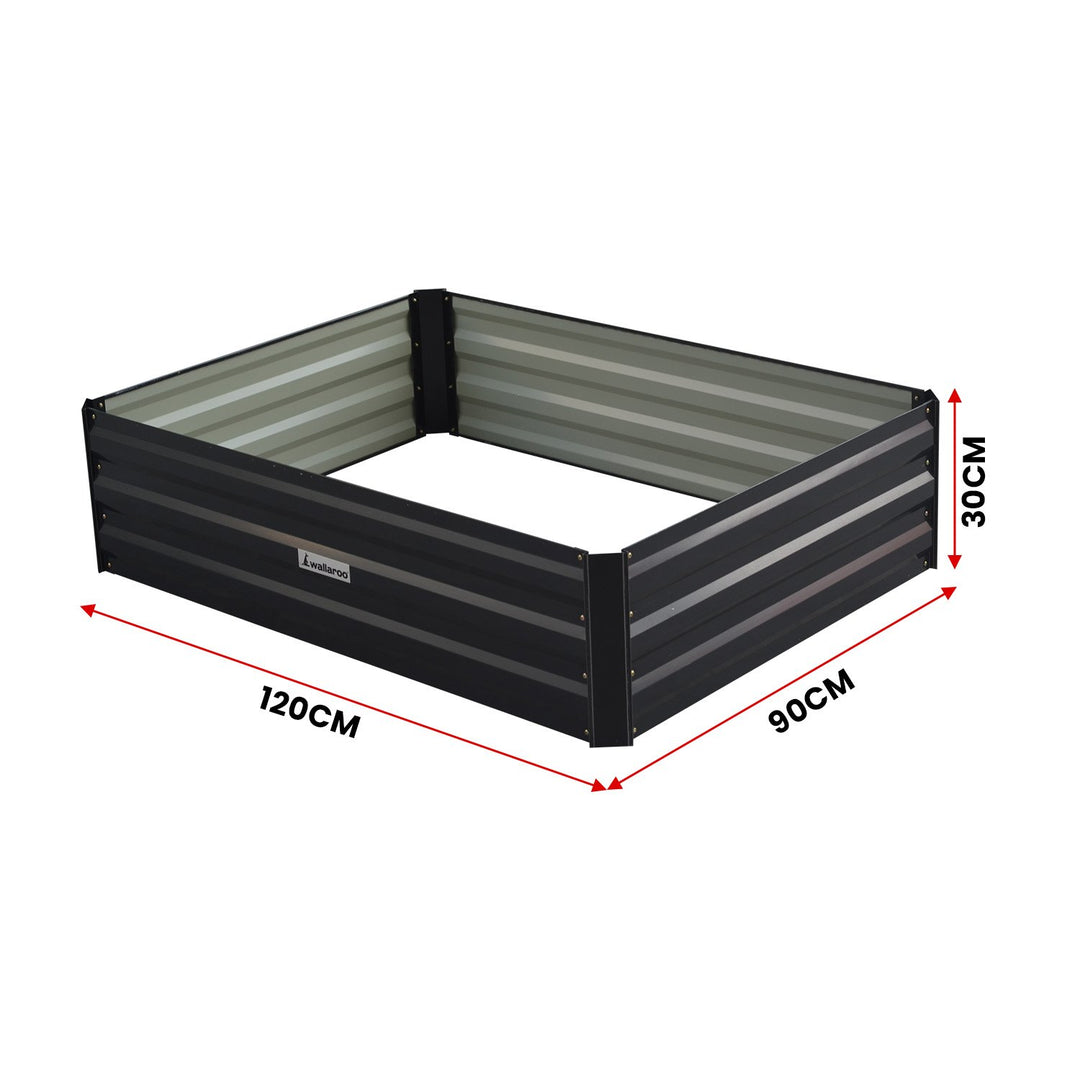 Wallaroo Garden Bed 120 x 90 x 30cm Galvanized Steel - Black