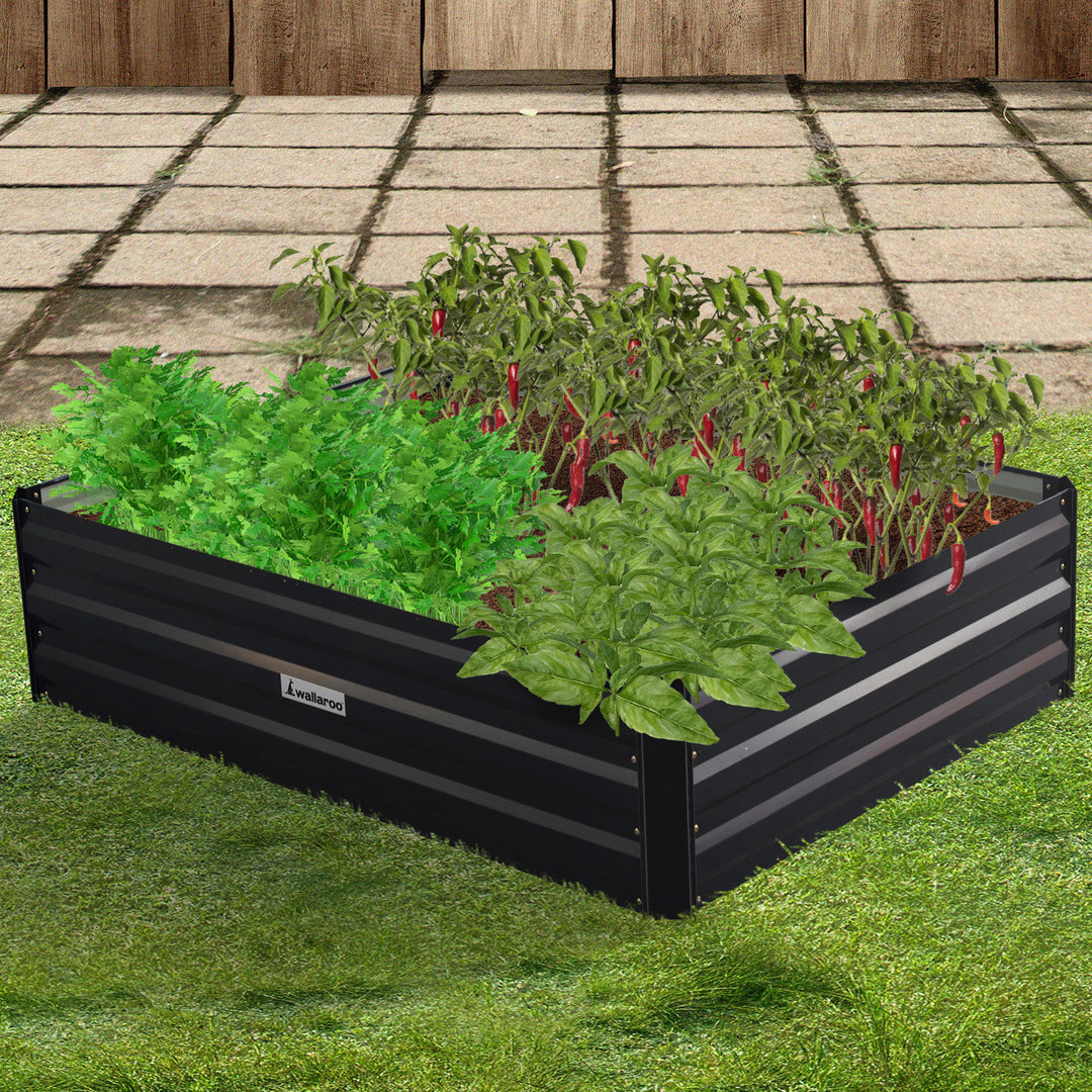 Wallaroo Garden Bed 120 x 90 x 30cm Galvanized Steel - Black