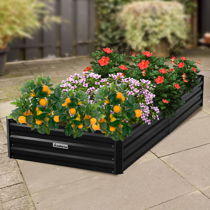 Wallaroo Garden Bed 210 x 90 x 30cm Galvanized Steel - Black