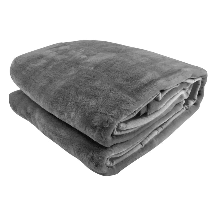 Laura Hill Double-sided Large 220 X 240cm Faux Mink Throw Rug Blanket 800-gsm Heavy - Silver