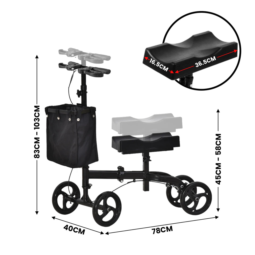 Orthonica Steel Frame Foldable Knee Walker Scooter