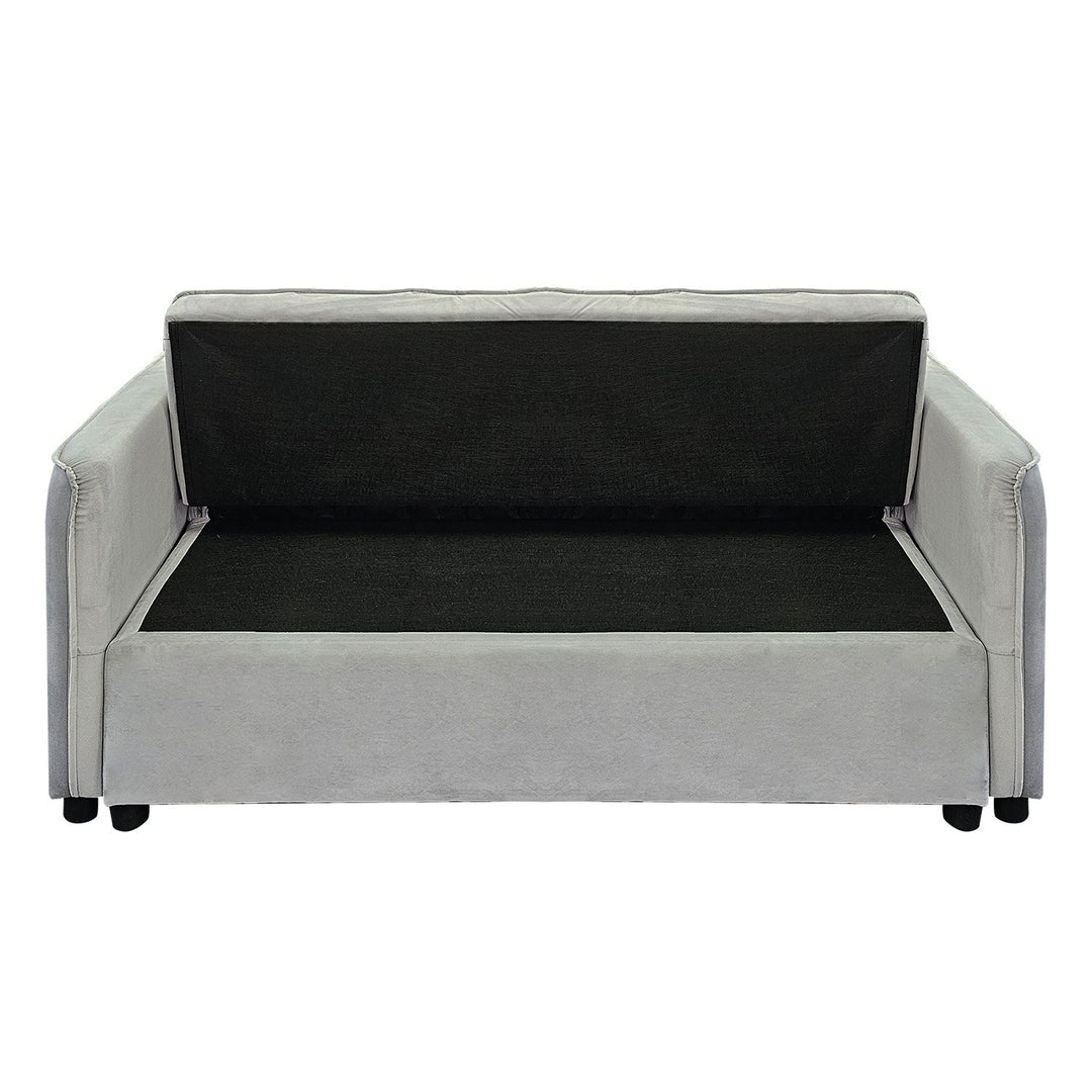 Sarantino Quincy 2-Seater Velvet Sofa Bed in Dark Grey with Wooden Frame and Tufted Design - Light Grey