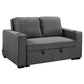 Sarantino Hoffman Linen Dark Grey Convertible Sofa Bed Couch Lounge With Cushions Cupholders Scandinavian-style Wooden Frame And Legs