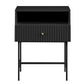 Sarantino Cecil Slender Fluted Bedside Table in Black