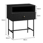 Sarantino Cecil Slender Fluted Bedside Table in Black