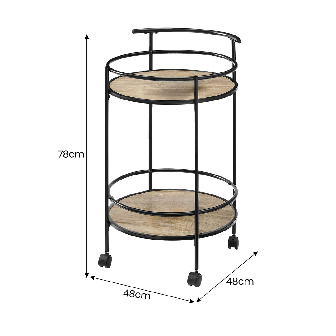 Sarantino Reno Mini Bar Cart Caddy - Grey Oak