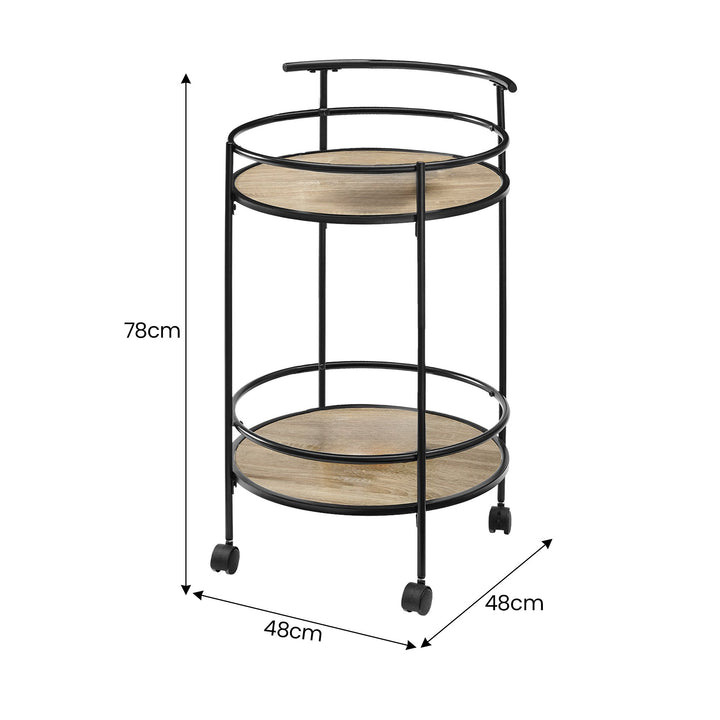 Sarantino Reno Mini Bar Cart Caddy - Grey Oak