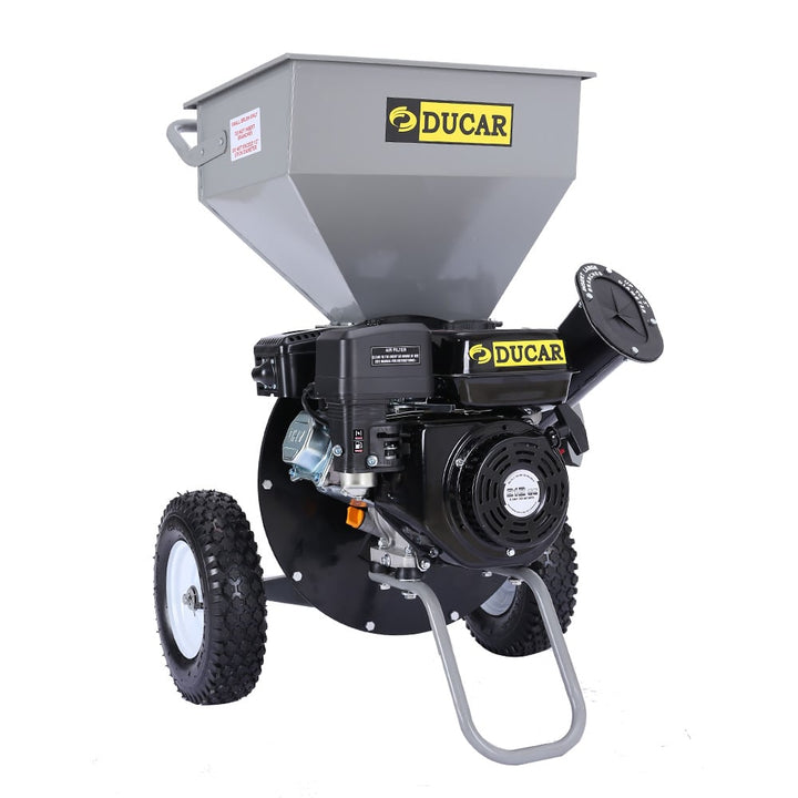 Ducar Wood Chipper Shredder Mulcher Garden 8hp Petrol Motor Upright Grinder - Silver