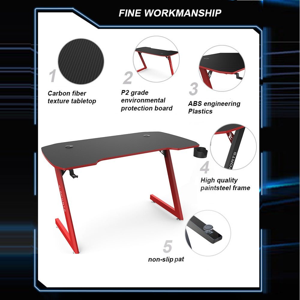 120cm New Arrive Computer Table Z Shaped Gaming Desk With RGB Led Lights Gaming Tables