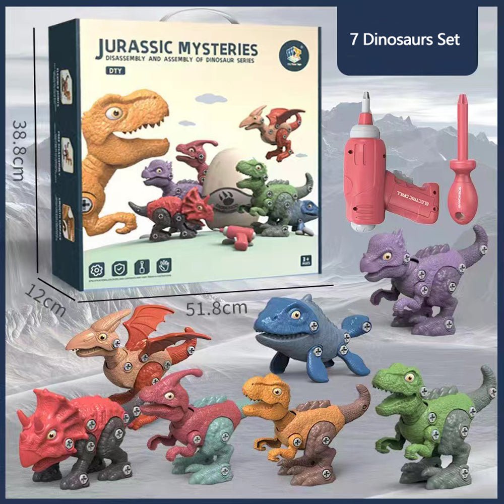 Disassemble Blocks Jurassic Dinosaurs Building Blocks Toys Battery Drill Tyrannosaurus Rex Wyvern Velociraptor Stegosaurus 3