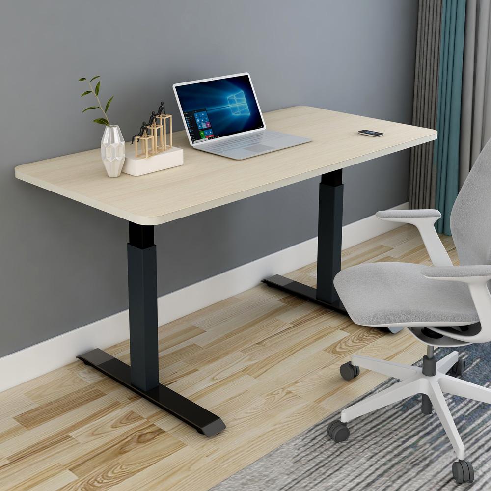 120cm Standing Desk Height Adjustable Sit Black Stand Motorised Dual Motors Frame Birch Top