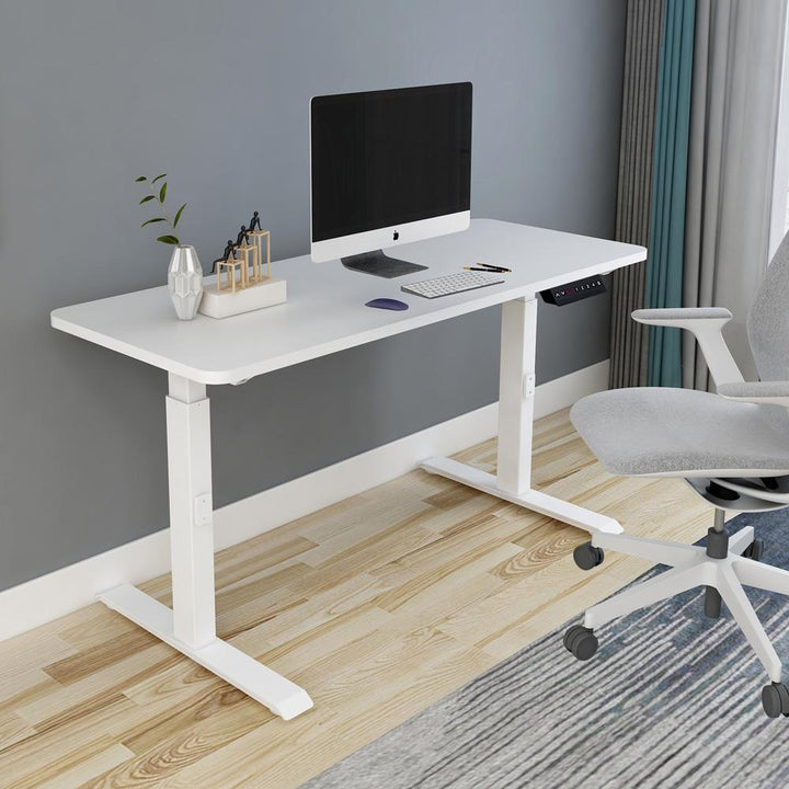 120cm Standing Desk Height Adjustable Sit Black Stand Motorised Dual Motors Frame White Top