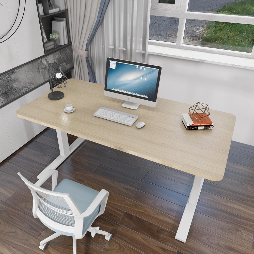 120cm Standing Desk Height Adjustable Sit Black Stand Motorised Dual Motors Frame White Top