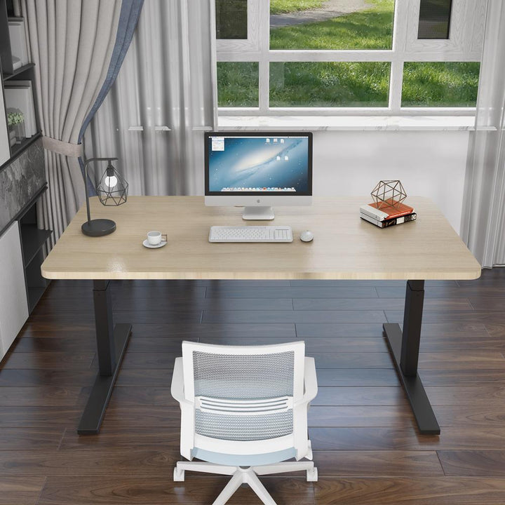 120cm Standing Desk Height Adjustable Sit Grey Stand Motorised Dual Motors Frame White Top