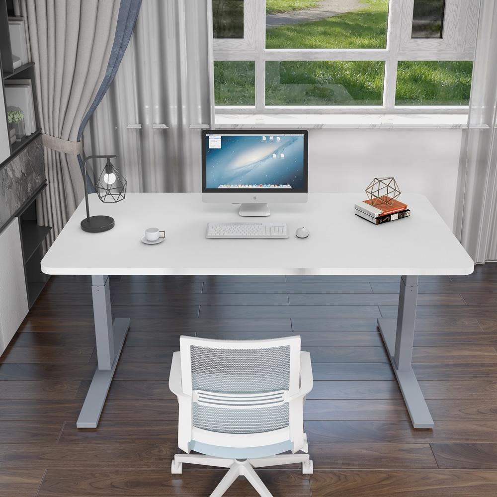 120cm Standing Desk Height Adjustable Sit Grey Stand Motorised Dual Motors Frame White Top