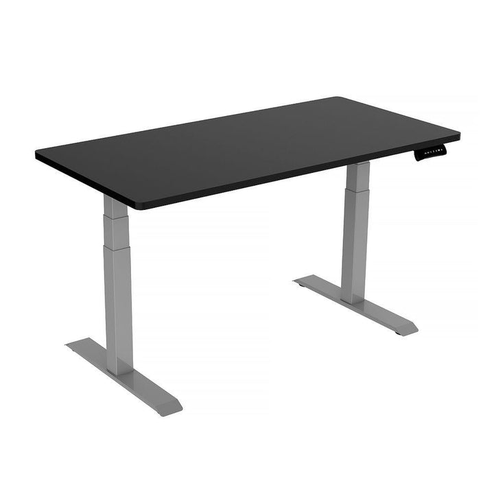 160cm Standing Desk Height Adjustable Sit Stand Motorised Grey Dual Motors Frame Black Top