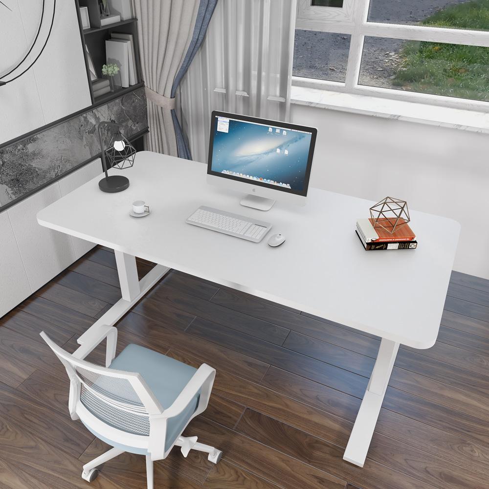 140cm Standing Desk Height Adjustable Sit Stand Motorised White Dual Motors Frame White Top