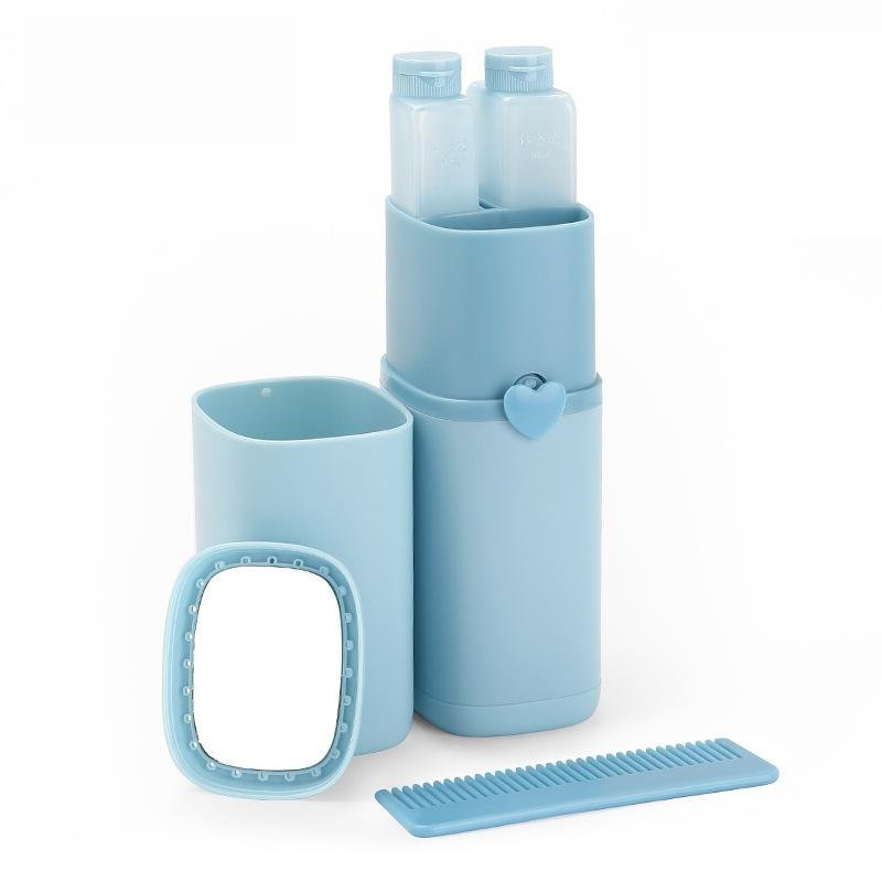 Portable Toothbrush Holder Tooth Mug Toothpaste Cup Bath Travel Box Accessories Set Blue