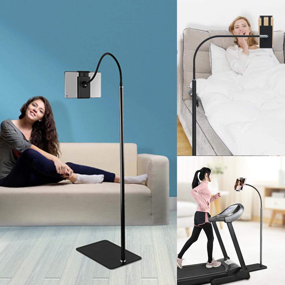 Adjustable Floor Stand Lazy Mount Holder Arm Bracket For iPad Tablet iPhone 175cm Black or White