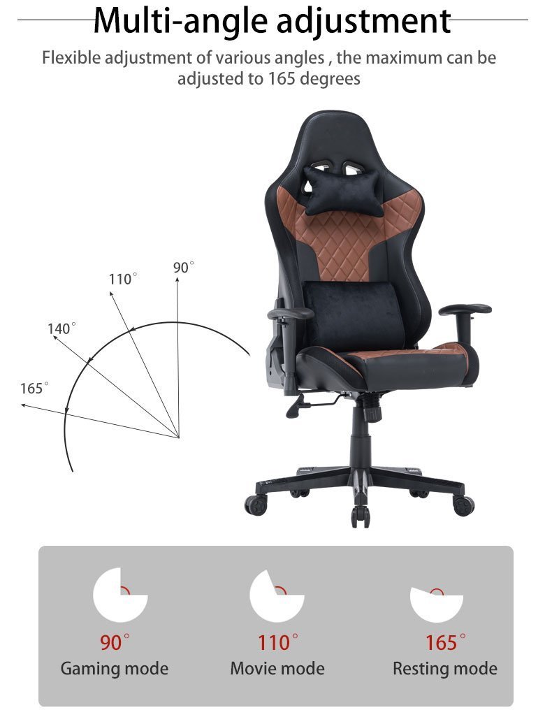 7 RGB Lights Bluetooth Speaker Gaming Chair Ergonomic Racing chair 165° Reclining Gaming Seat 4D Armrest Footrest Black