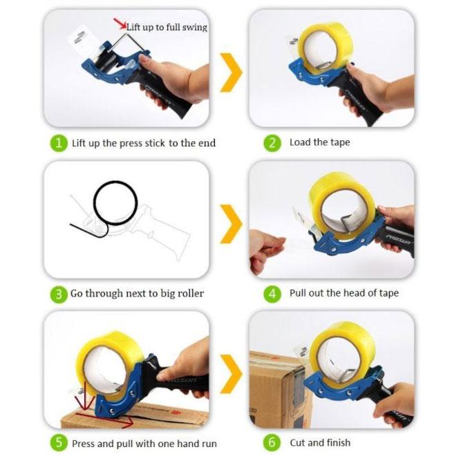 Prosun Packing Tape Dispenser Gun 48mm Roll Sticky Packaging Dispenser Low Noise 1pcs