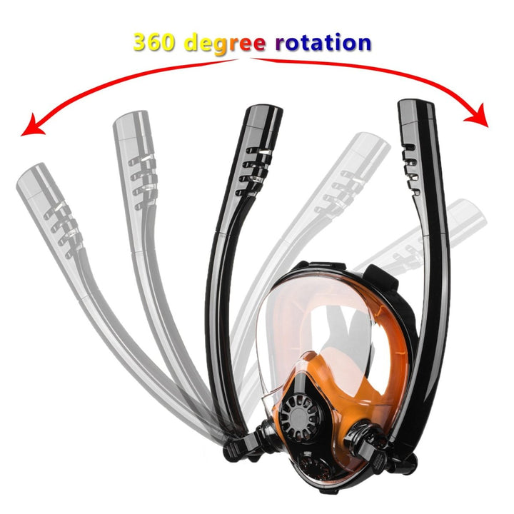 Snorkel Mask Full Face Diving Mask Snorkel Swim Goggles 180° View Anti Fog Small