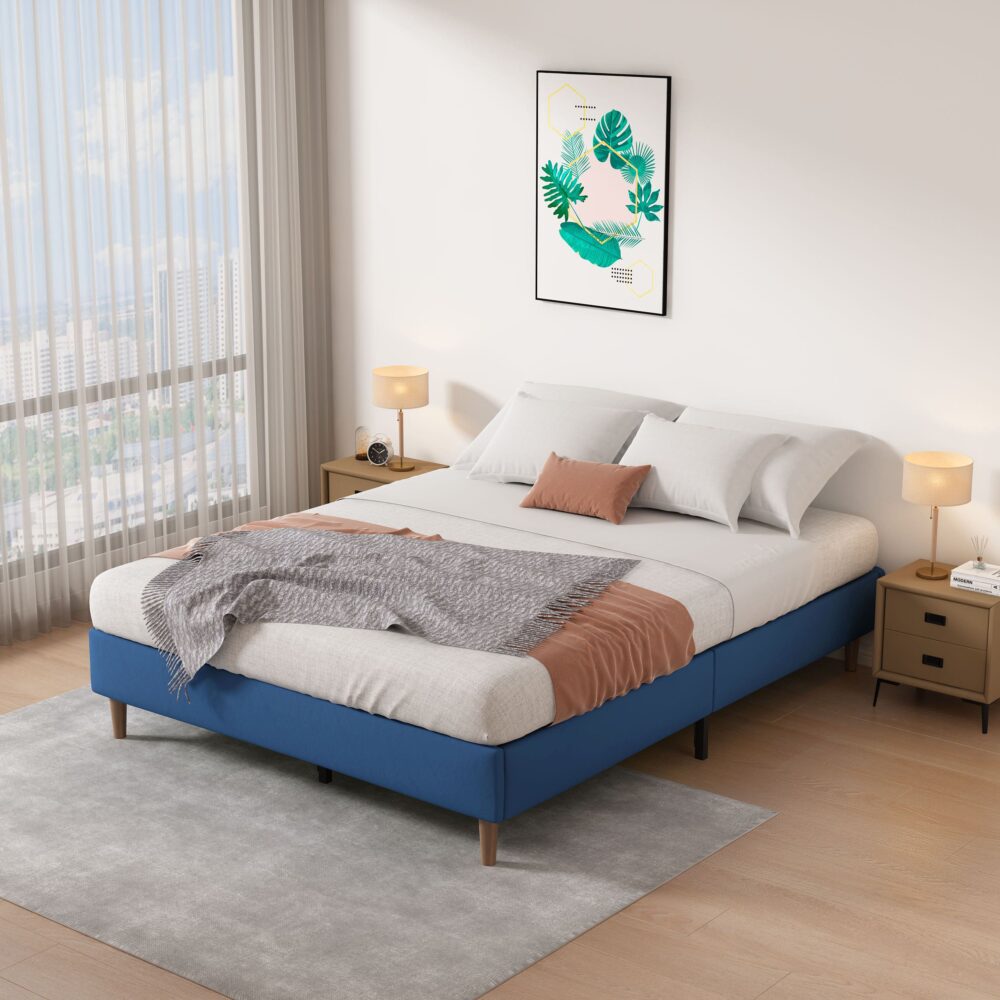 Velvet Blue Bed Frame – Double