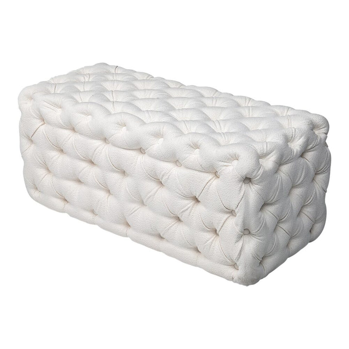 Elsa Tufted Ottoman Beach Boucle White-Rectangular