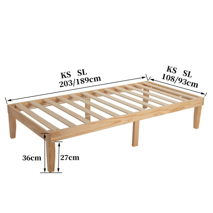 Single Size Warm Wooden Natural Bed Base Frame – Single