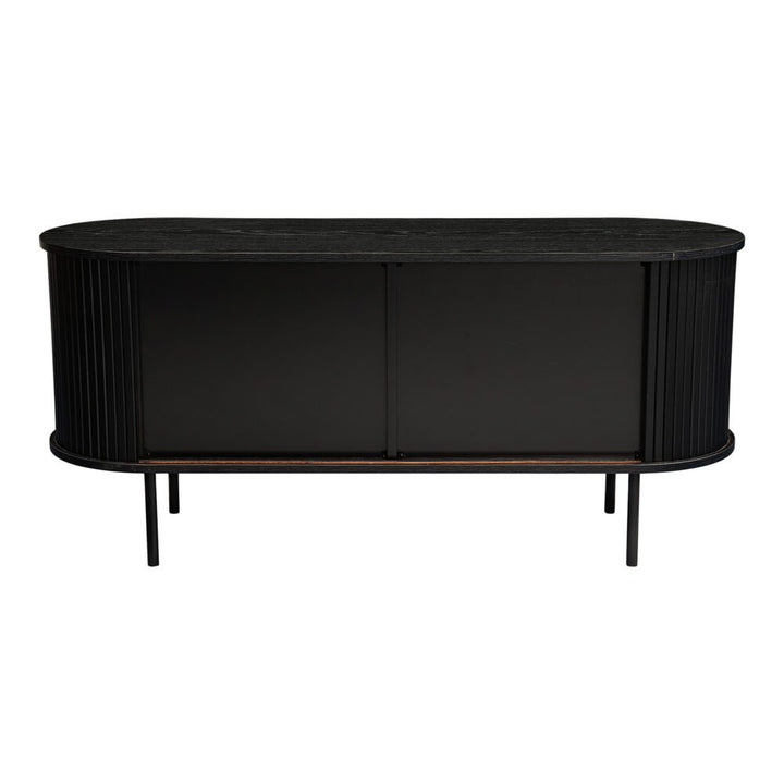 Ribbed Black Sideboard with Sliding Doors