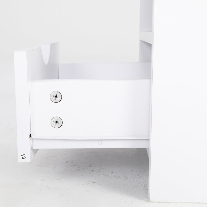 Bedside Table Side Storage Cabinet Nightstand Bedroom 1 Drawer 2 Shelf LARK WHITE