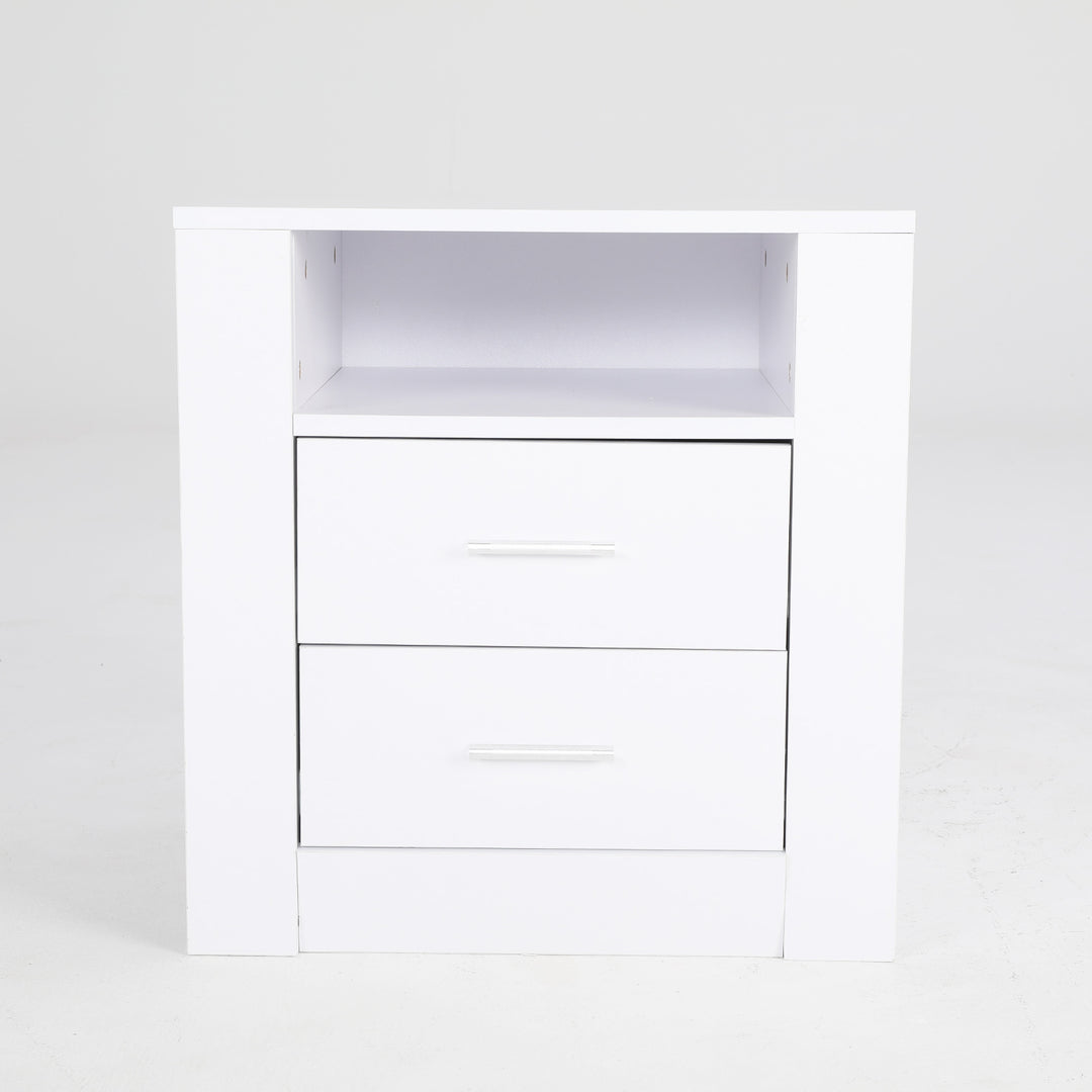 2X Bedside Table Side Storage Cabinet Nightstand Bedroom 2 Drawer 1 Shelf ZURI WHITE