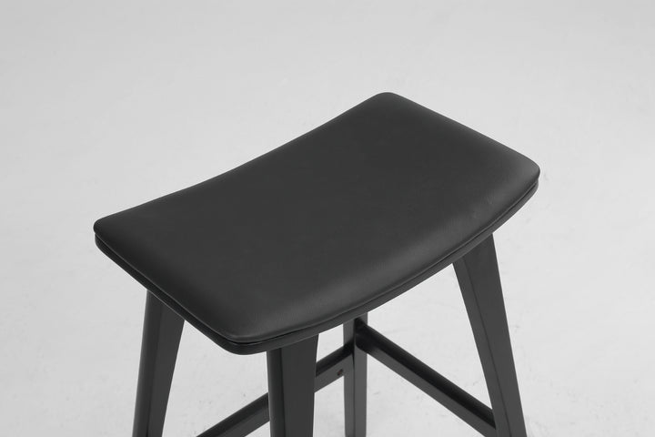 2X Wooden Bar Stool Padded PU Leather Dining Chair KANSO 65cm BLACK