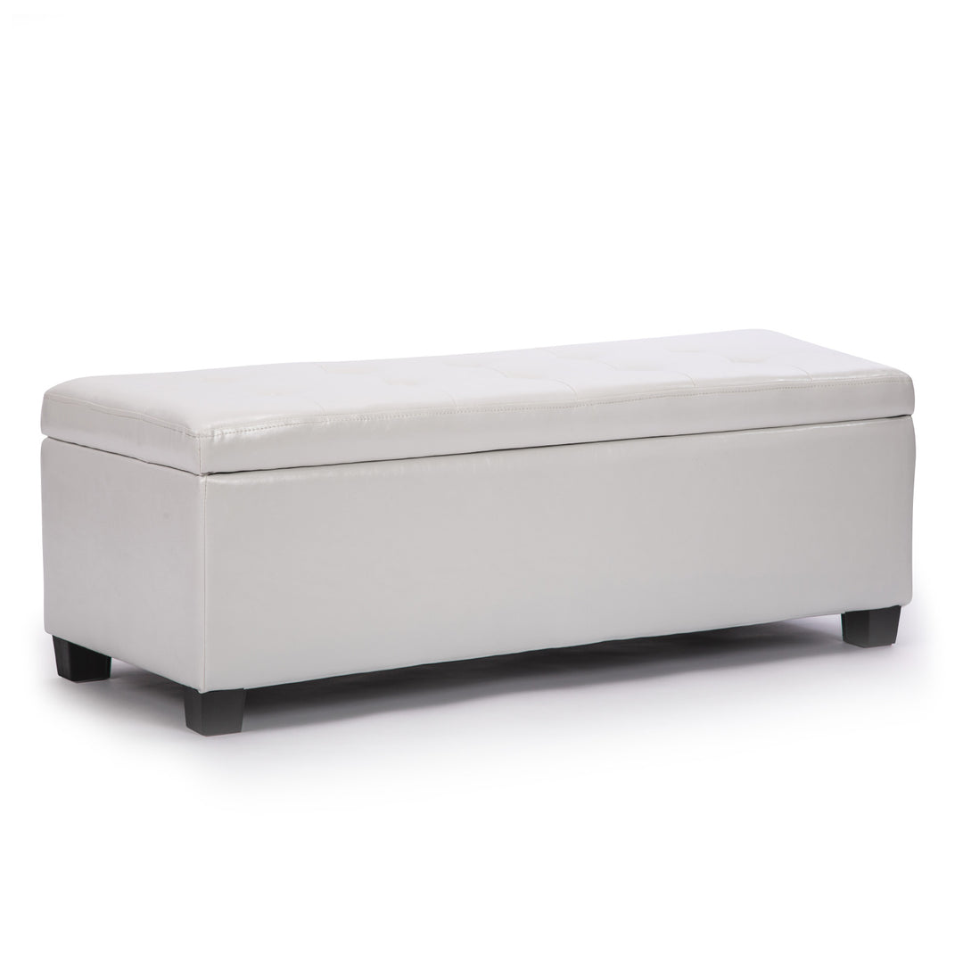 La Bella 102cm Snow White Storage Ottoman Stool Leather