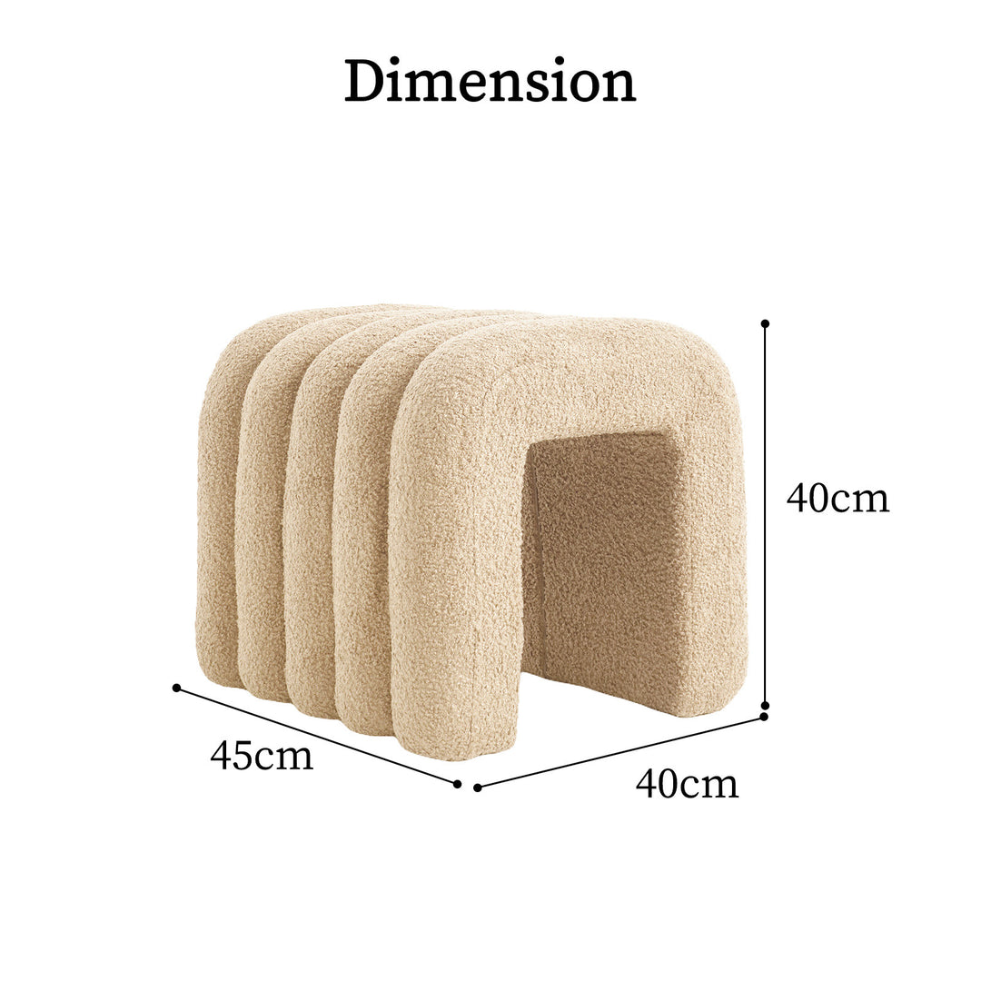 Ridge Arch Ottoman Stool Teddy Fleece Fabric Foot Rest 45cm BEIGE