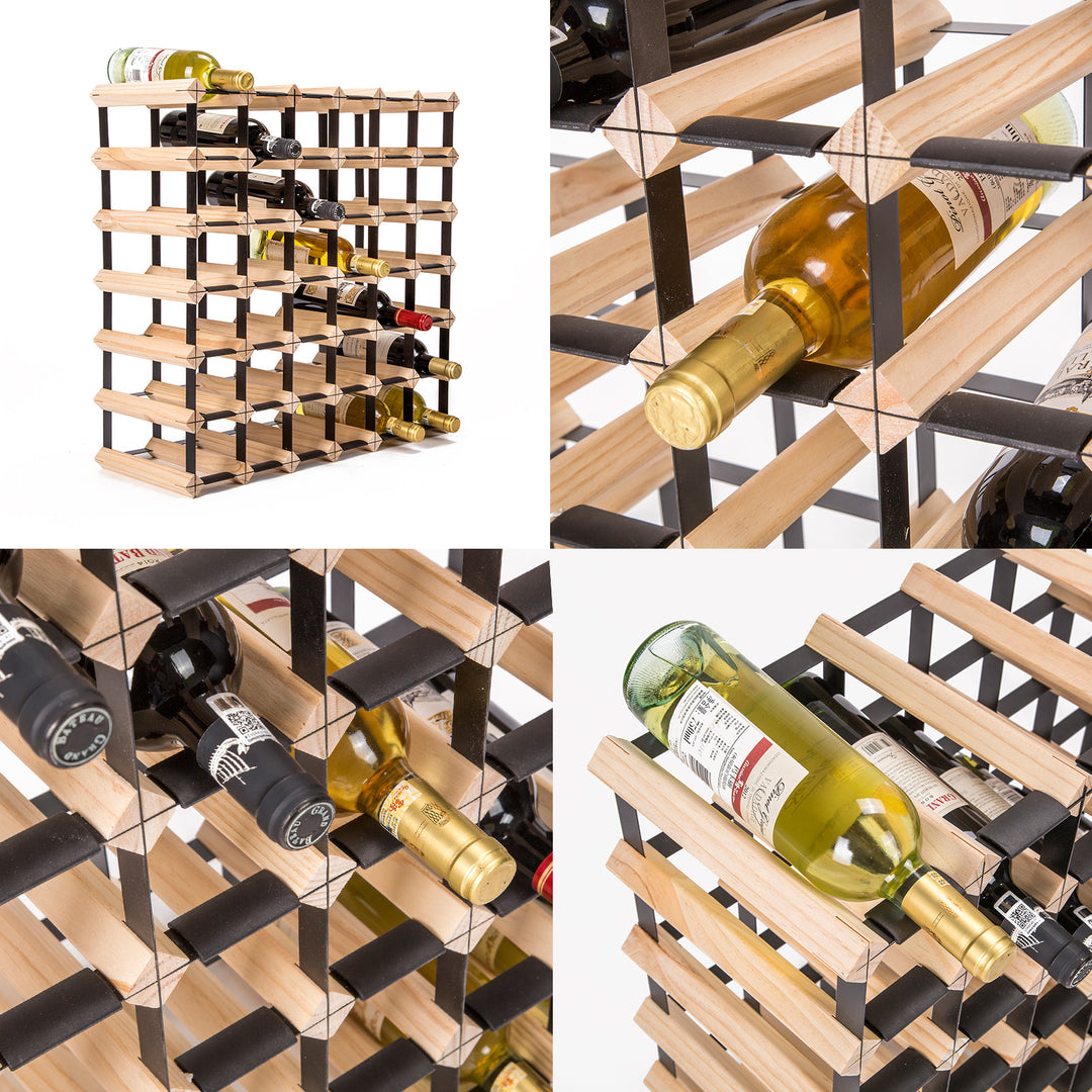 Timber Wine Rack Storage Cellar Organiser 42 Bottle