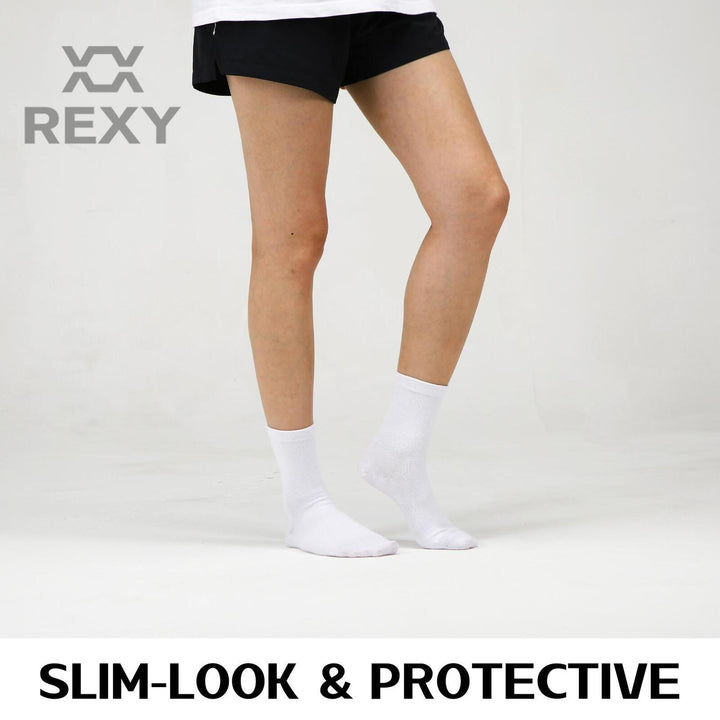 10X Rexy 3D Seamless Crew Socks Large Slim Breathable WHITE