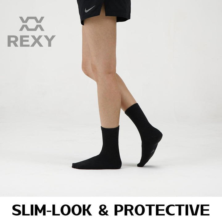 15X Rexy 3D Seamless Crew Socks Large Slim Breathable BLACK